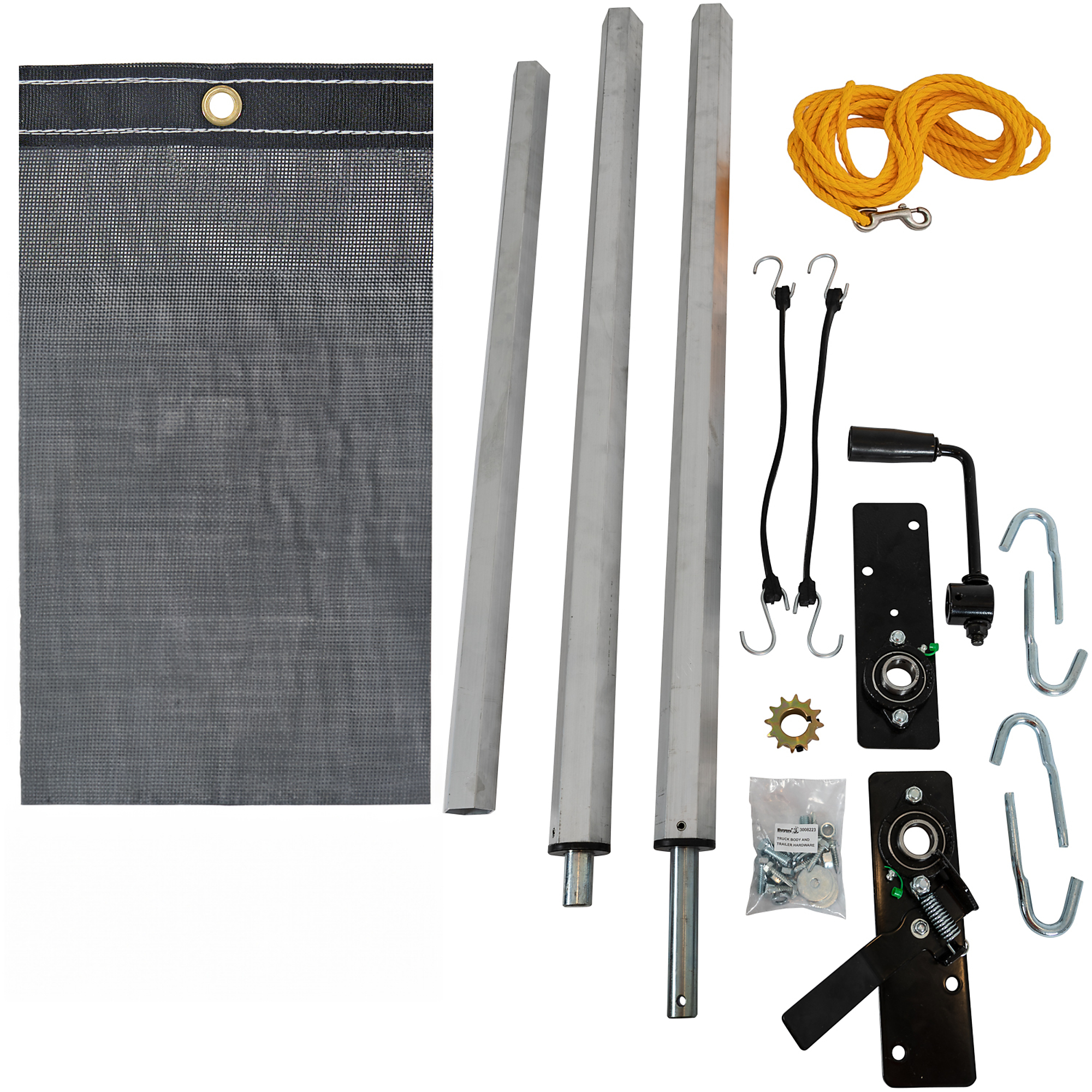 Buyers Products, Aluminum Tarp System With Mesh Tarp 6 x 16ft., Tarp Length 16 ft, Tarp Width 6 ft, Model# DTR6016